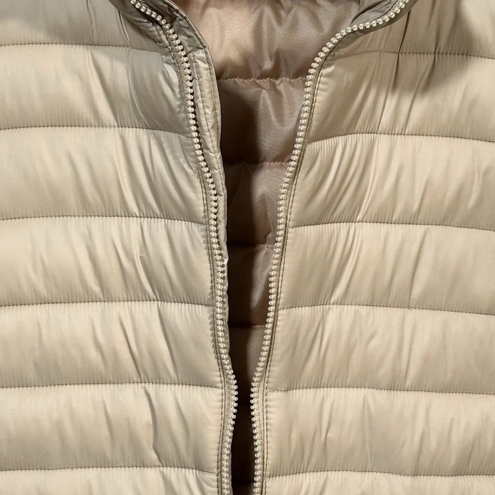 Ozark Trail Men's Zip Front Puffer Jacket Size M Beige Winter Coat Zip Pockets - Picture 5 of 11